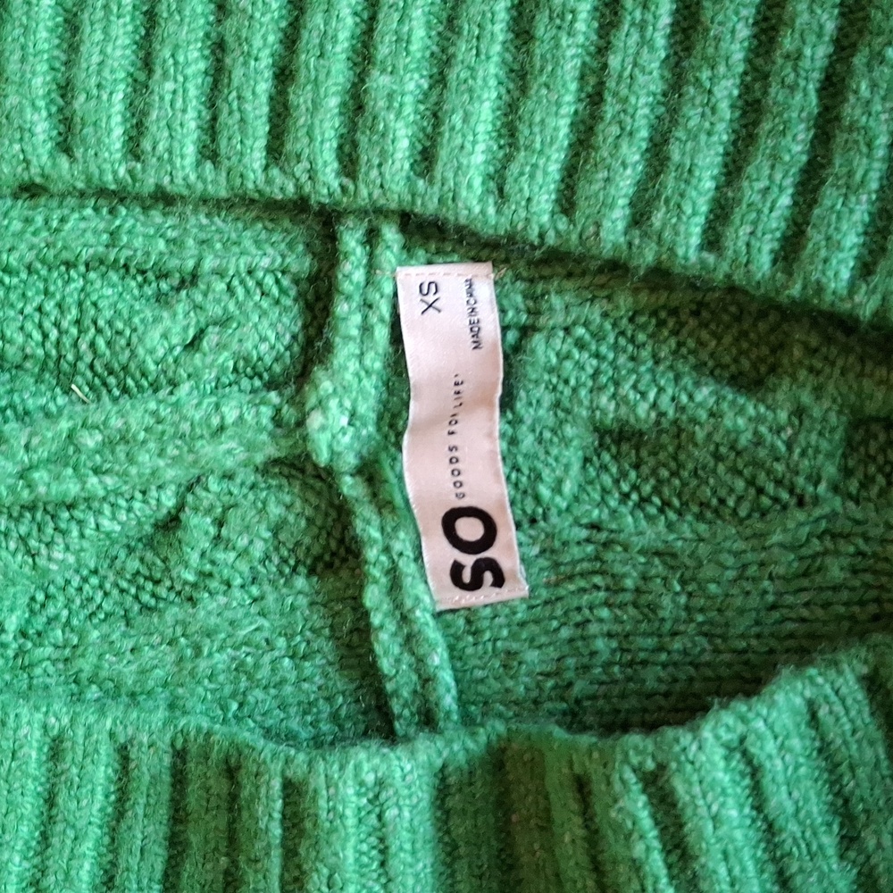 SO Green Cable Knit Hoodie Sweater Women's/Junior's XS - Picture 6 of 8